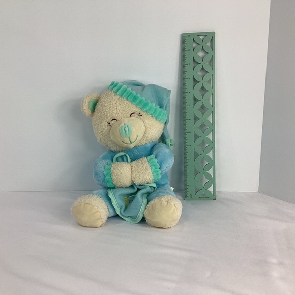 Hugfun Sleepy Prayer Bear 10" Plush Green Light Up Recites "Lay Me Down Sleep” - Picture 9 of 10